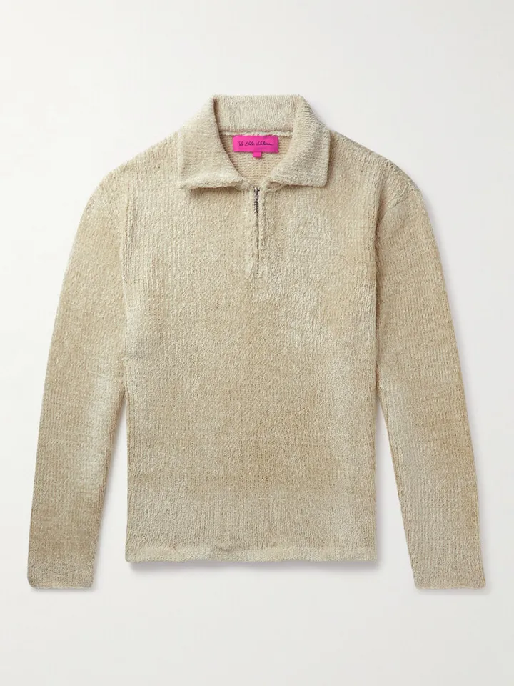 Silk-Bouclé Half-Zip Sweater