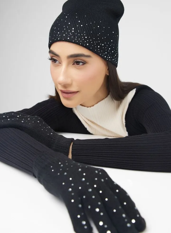 Diamante Winter Beanie & Glove Set