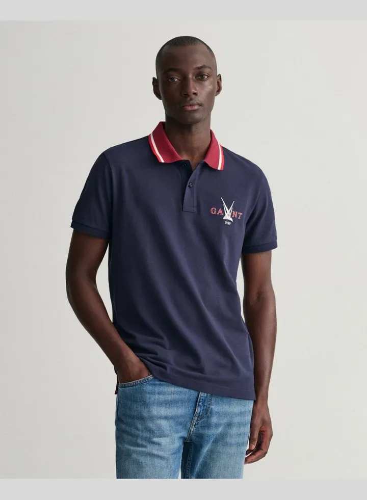 GANT Sail Graphic Pique Polo Shirt