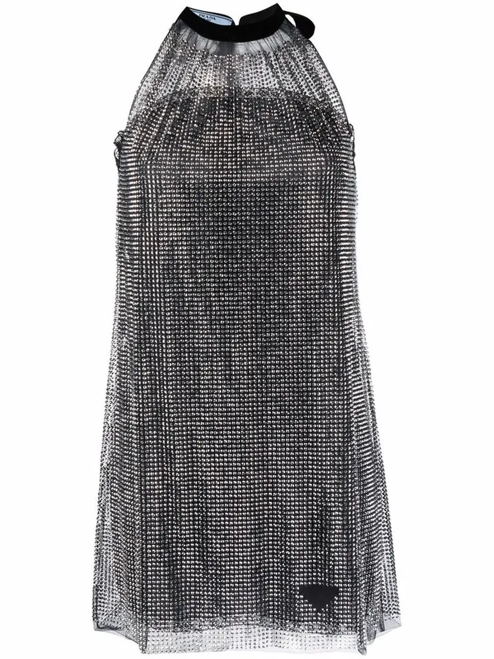 Rhinestone-Embellished Mini Dress