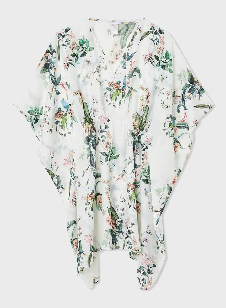 Floral Print Poncho