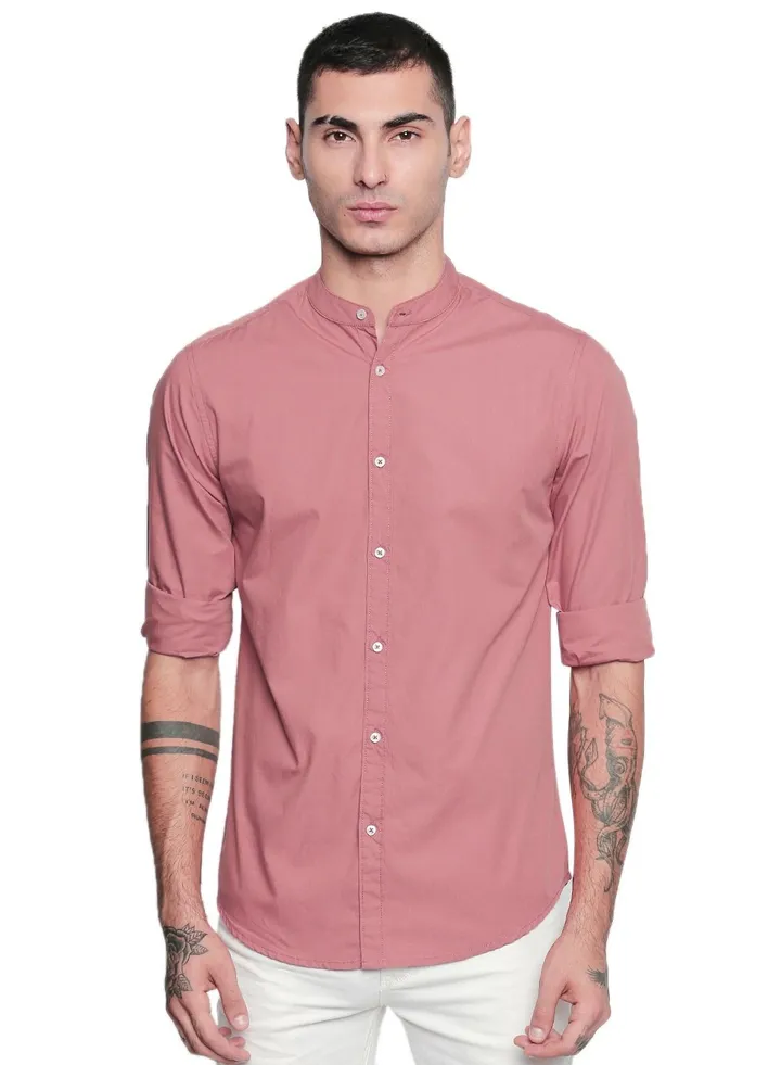 Men's Solid Slim Fit Cotton Casual Shirt with Spread Collar & Full Sleeves.