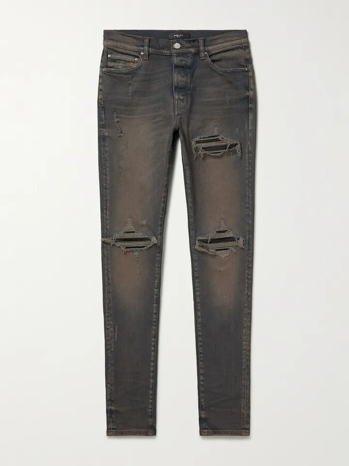 MX1 Skinny-Fit Panelled Distressed Jeans