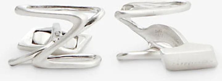 Mens Silver Colour Apex Rhodium-plated Sterling-silver Cufflinks