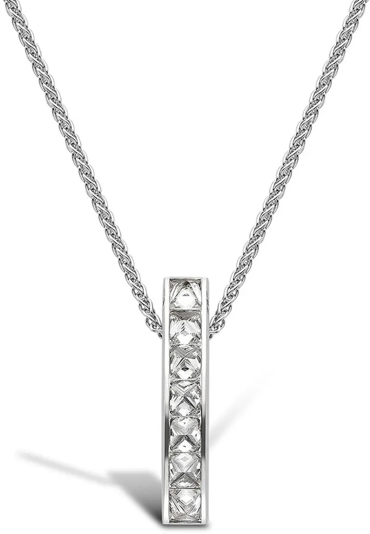 18kt white gold diamond single row RockChic pendant