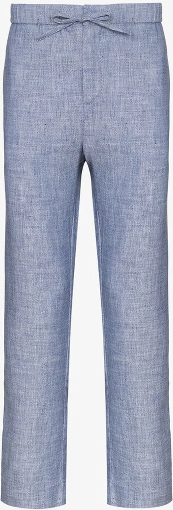 Blue Straight-Leg Drawstring Trousers