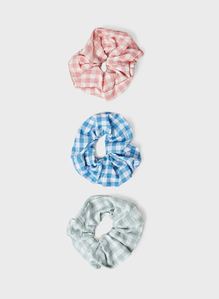 Check Hair Tie (Pack Of 3