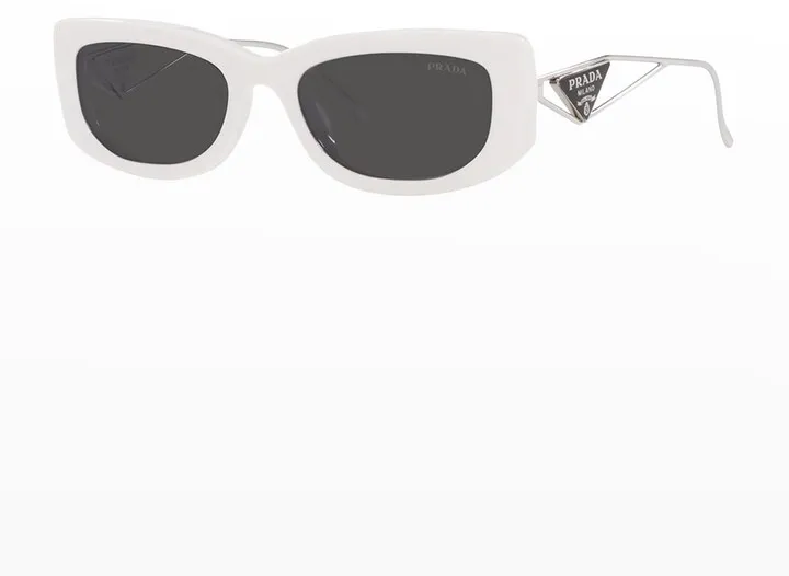 Triangle Logo Rectangle Acetate & Metal Sunglasses