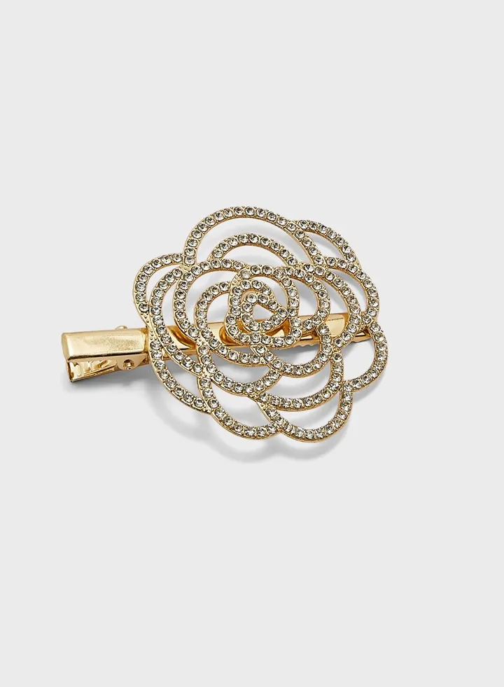 Rhinestone Floral Hair Clip
