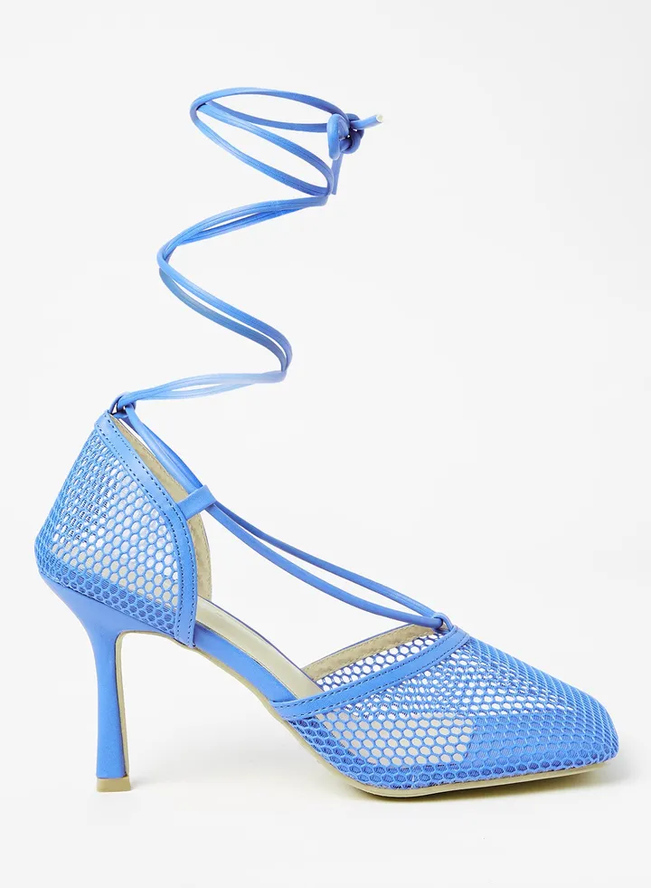 Mesh Detail Tie-Up Heels