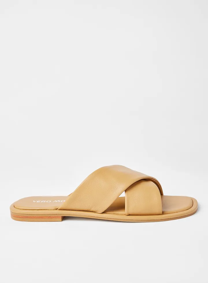 Criss-Cross Leather Strap Sandals