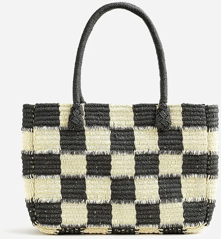 Marseille tote in gingham straw