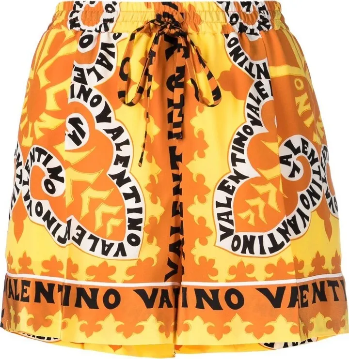 Logo-Print Silk Shorts