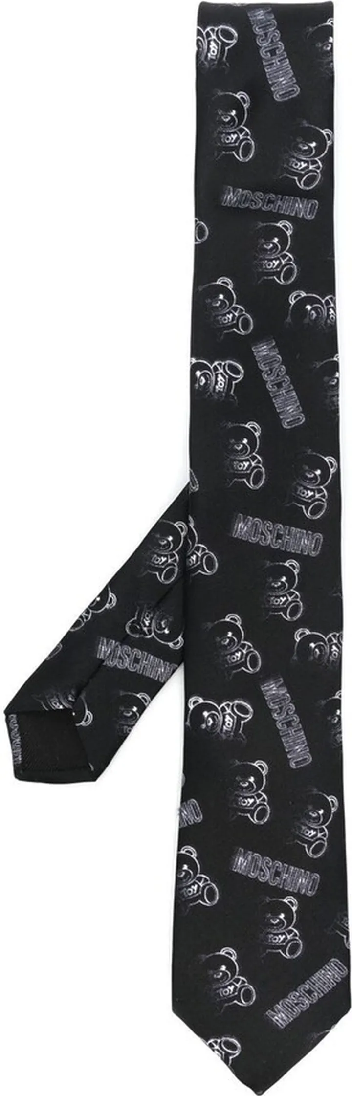 Teddy Bear-print silk tie