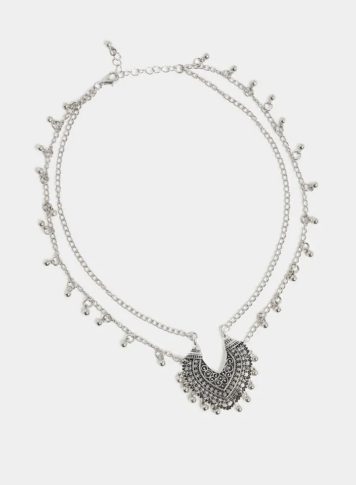 Textured Metal Festive Necklace