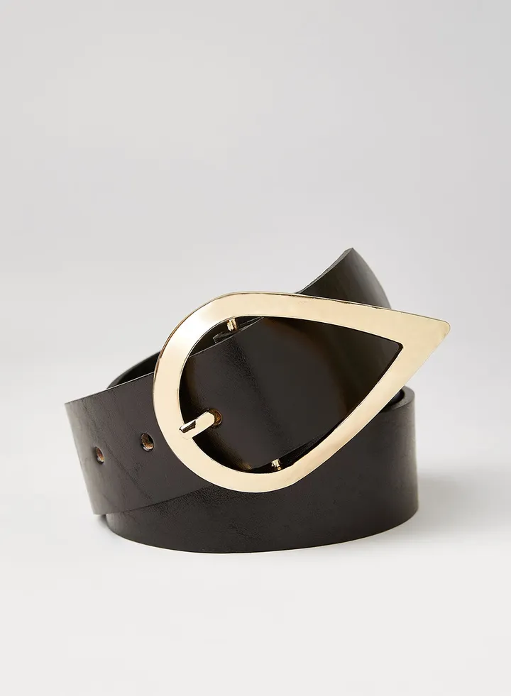 Teardrop Buckle Leather Belt