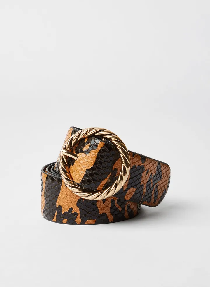 Snake Print Tongue Buckle Belt