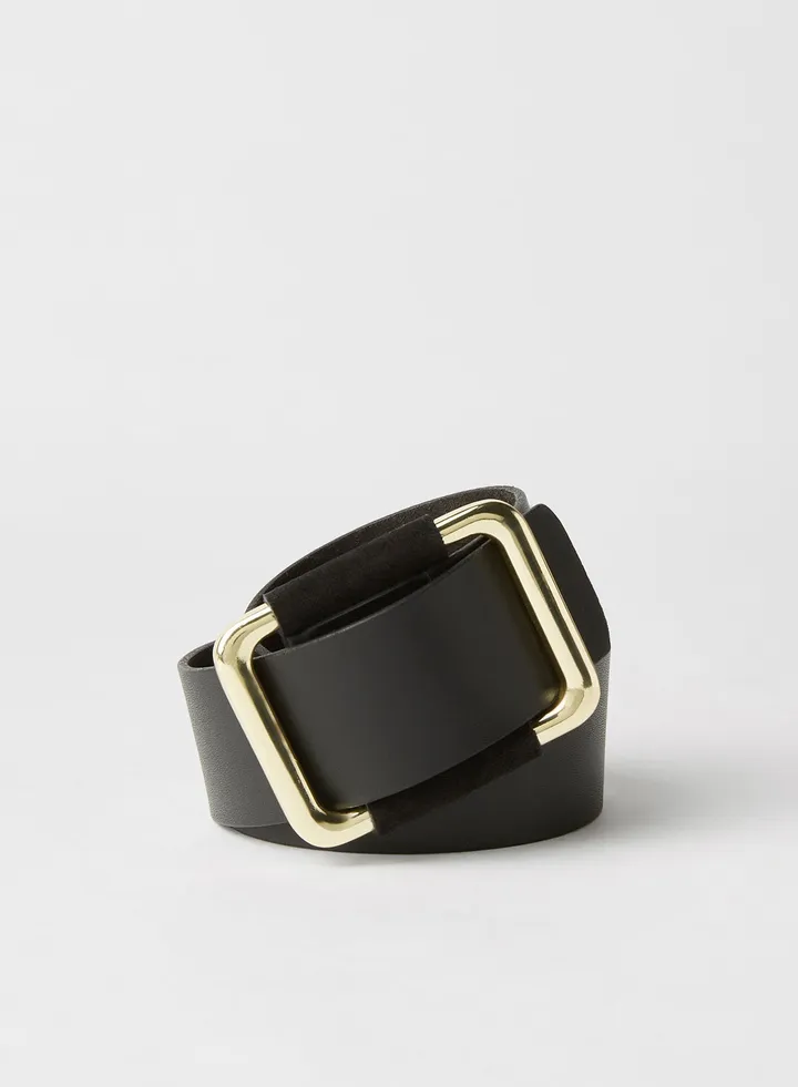 Square Buckle Leather Belt