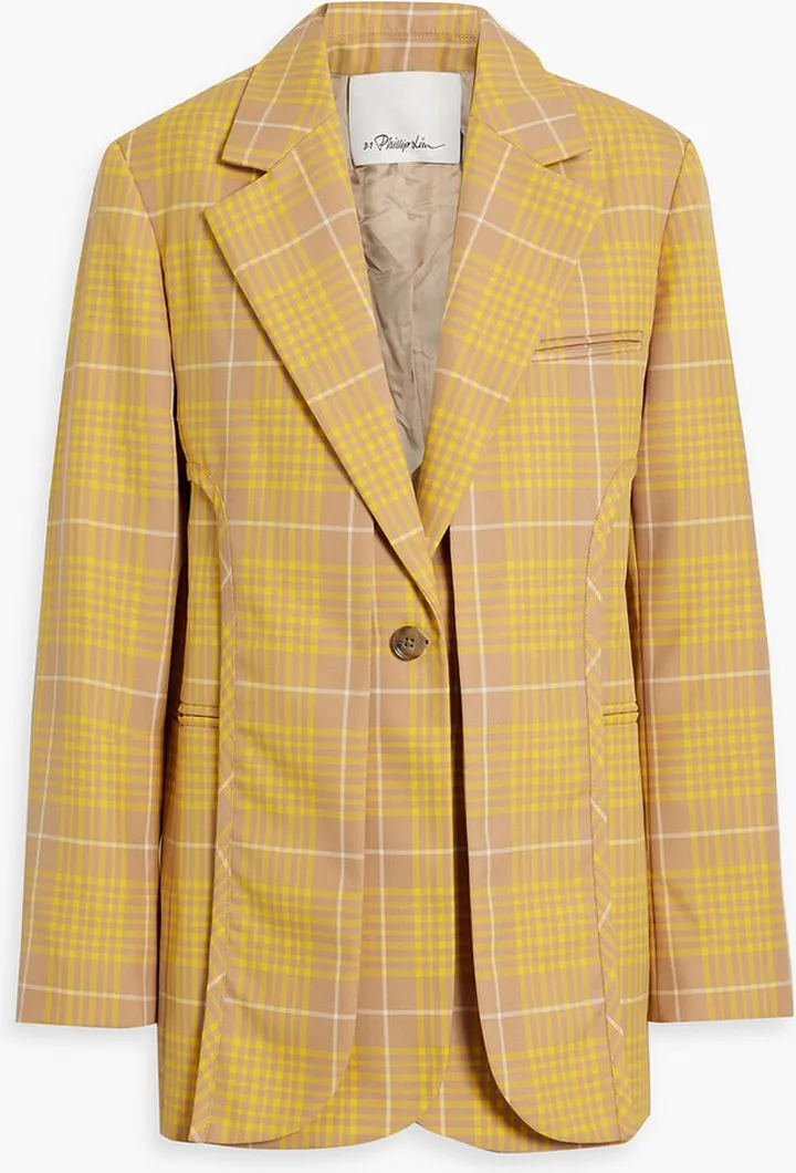Layered checked twill blazer