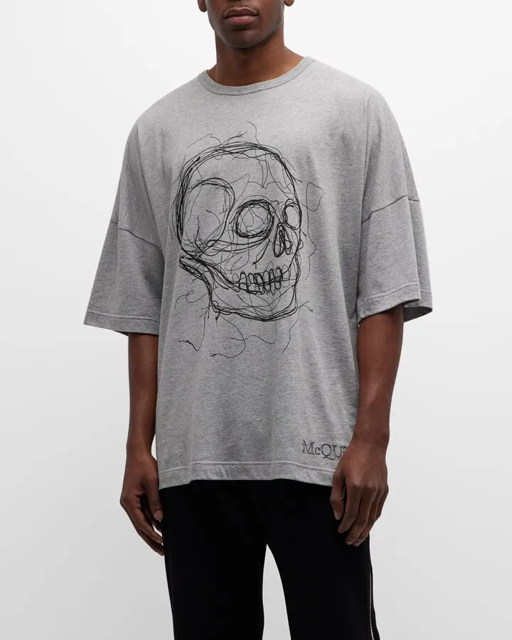 Men's Cotton Threads Skull Print Tee