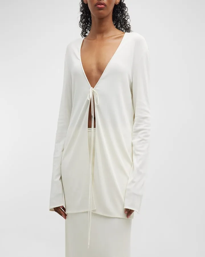 Isara Self-Tie Long-Sleeve Top