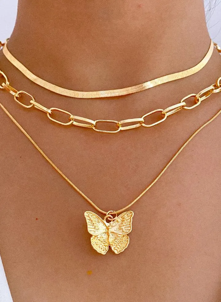 Butterfly Pendant Chain Layer Necklace