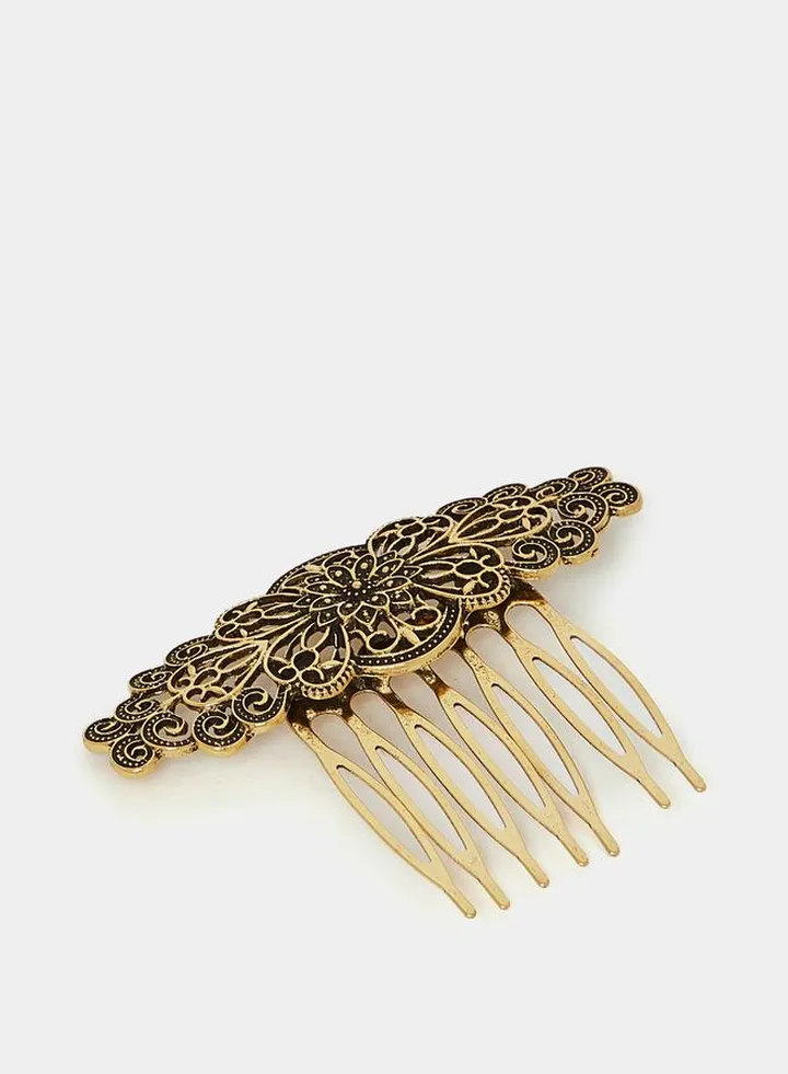 Floral Texture Metal Hair Comb
