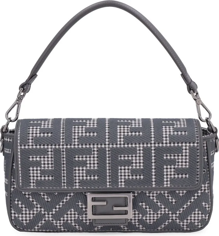 Fendi Baguette FF Embroidered Shoulder Bag