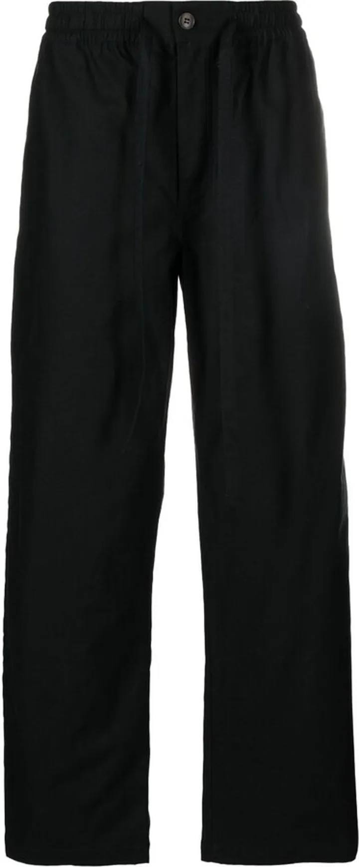 Black Cotton Straight-Leg Trousers