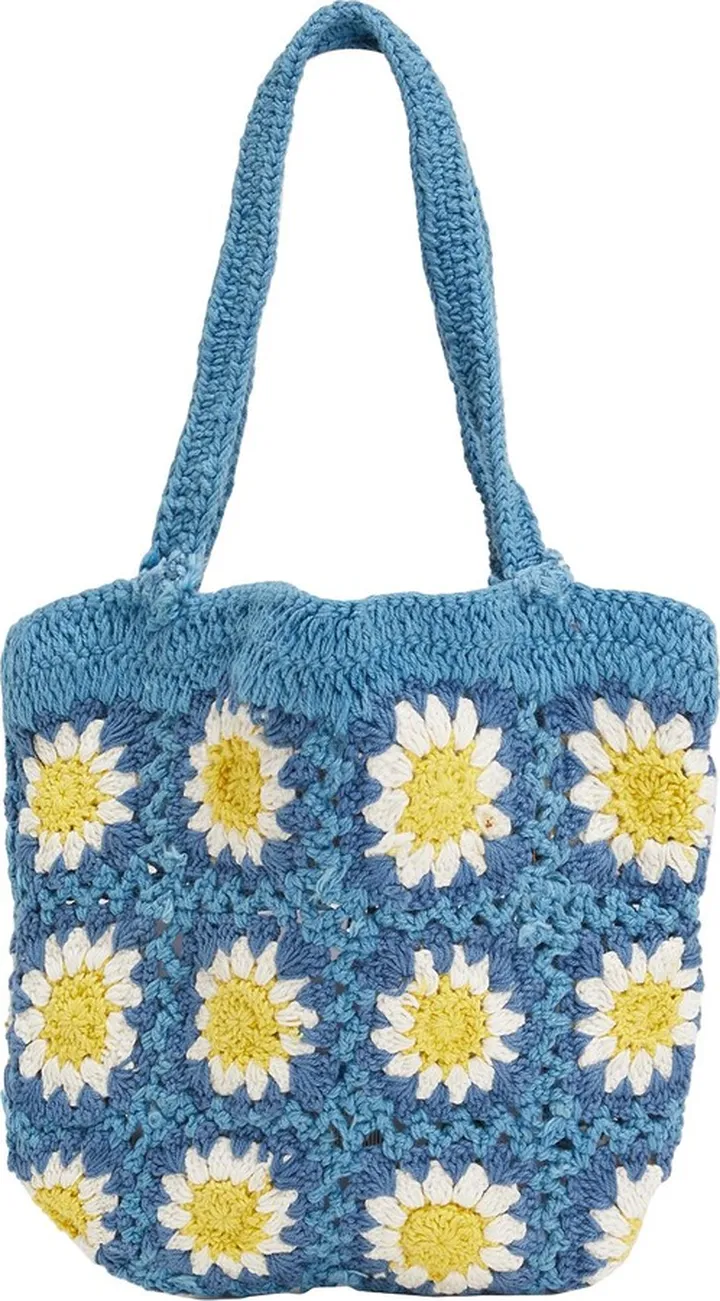 Organic Cotton Crochet Handbag Handbag Slate Blue