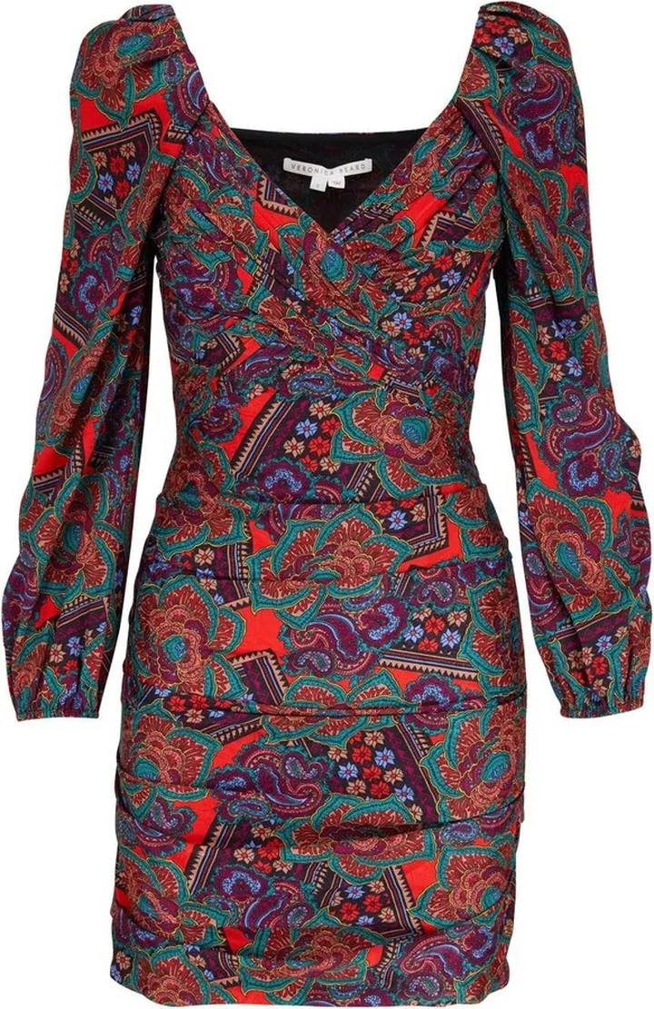 Paisley-Print Long-Sleeve Dress
