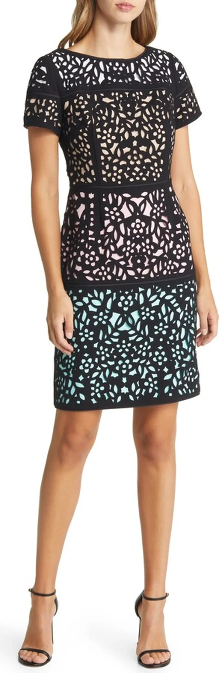 Lace Colorblock Sheath Dress