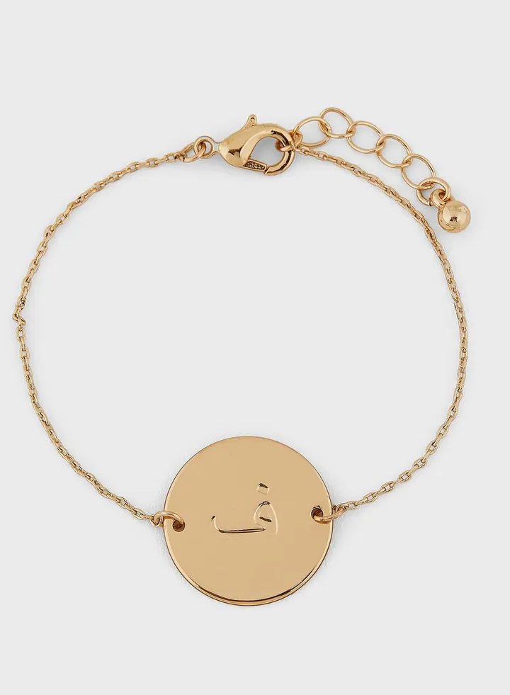 Arabic Initial "F" Disc Bracelet