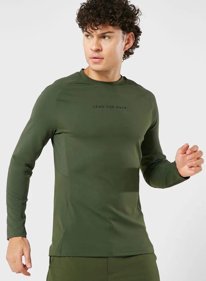 Statement Ribbed Long Sleeves T-Shirt