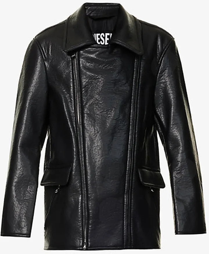Mens Black Black Black J-rego Relaxed-fit Faux-leather Jacket