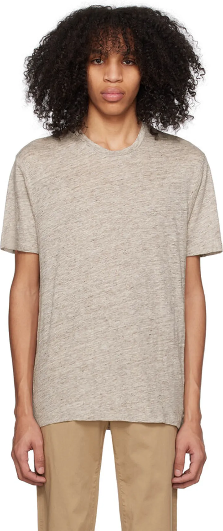 Sunspel Beige Crewneck T-Shirt