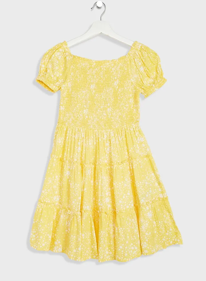 Kids Floral Print Midi Dress