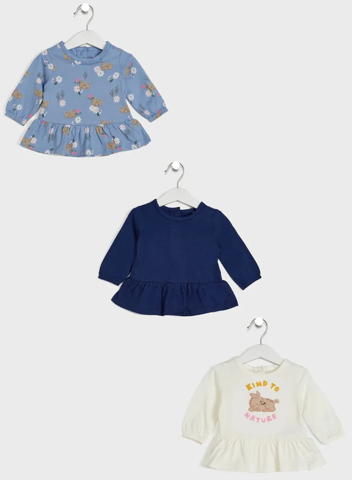 Kids 3 Pack Printed Tops