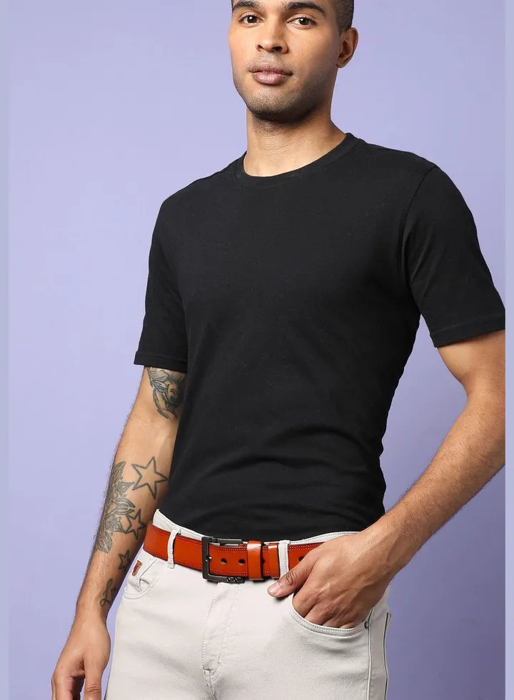 Casual Solid PU Leather Waist Belt For Men