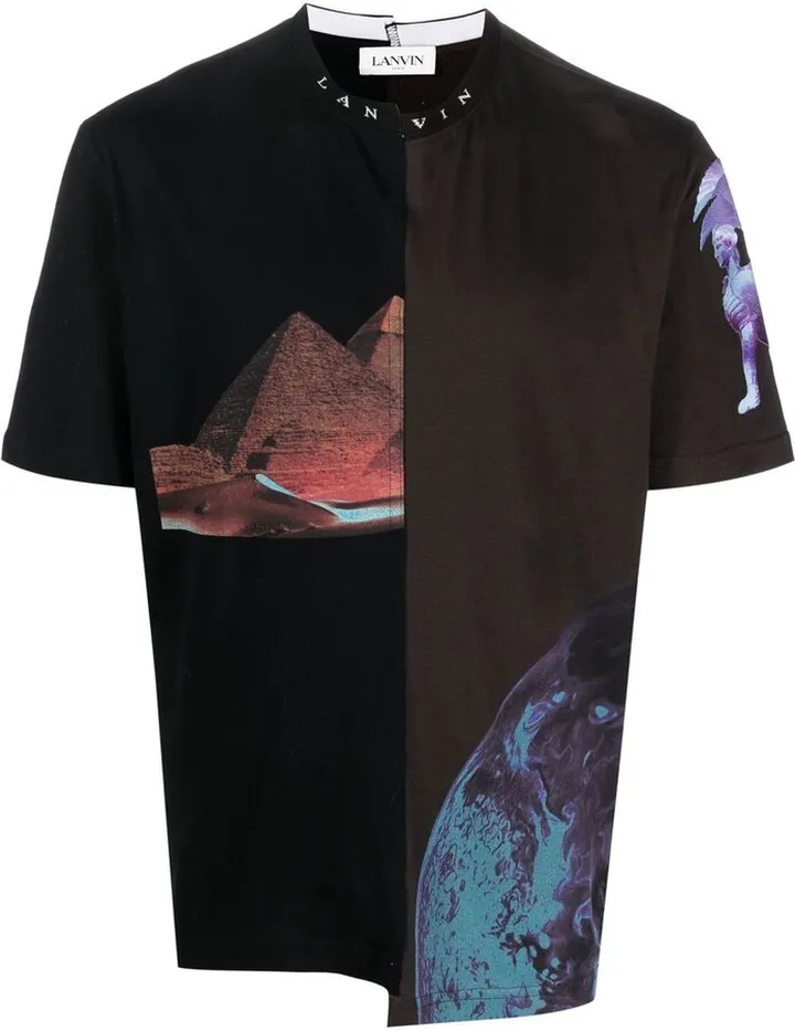 graphic-print asymmetric T-shirt