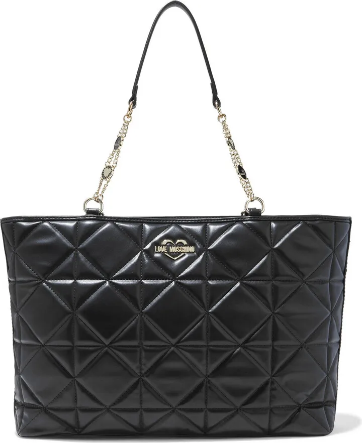 Quilted faux leather tote