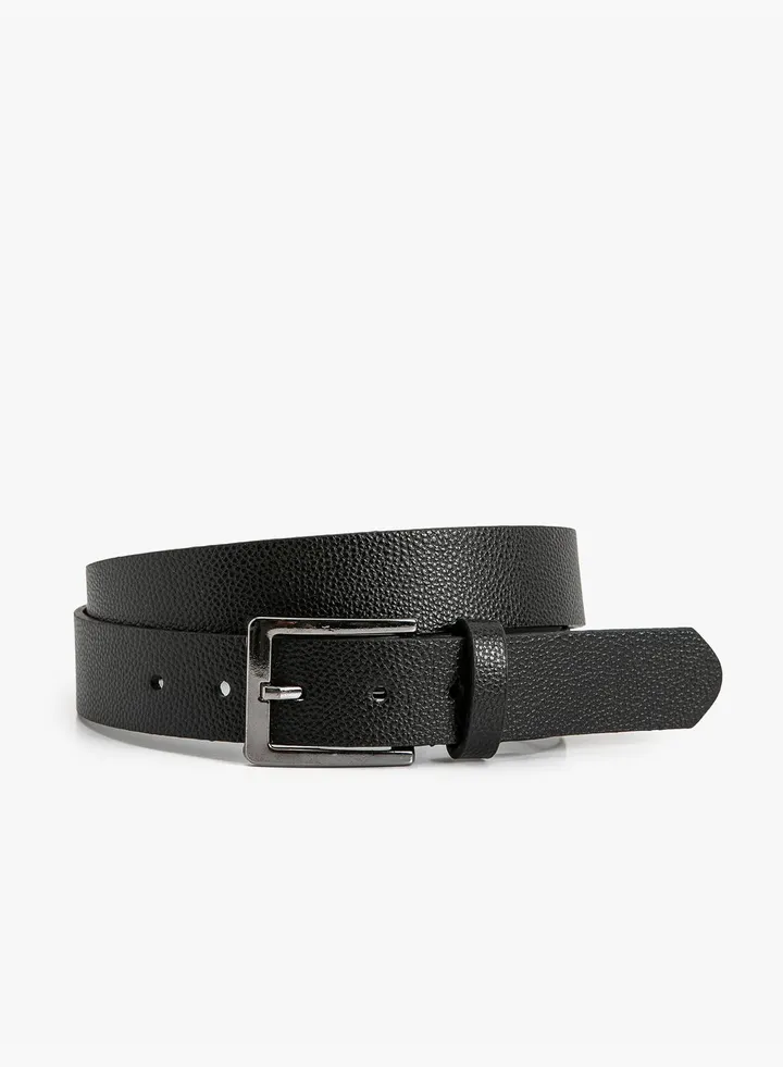 Faux Leather Buckle Detail Belt