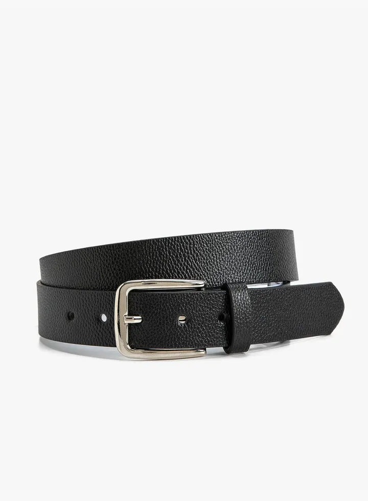 Metal Buckle Detail Faux Leather Belt