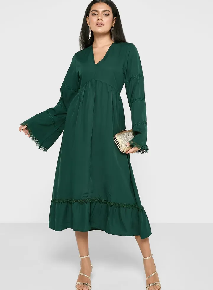 Flute Sleeve Detail Dress