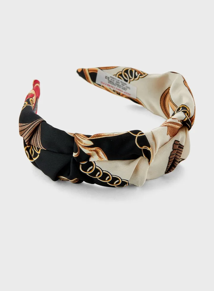 Printed Ruched Wide Headband