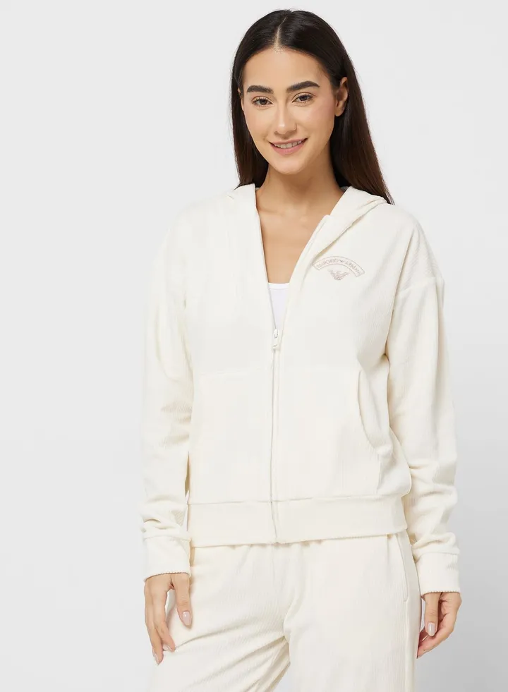 Zip Through Logo Hoodie