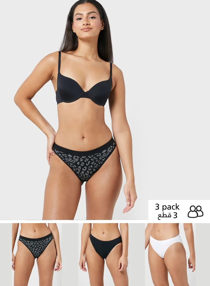 3 Pack High Leg Seamless Knickers