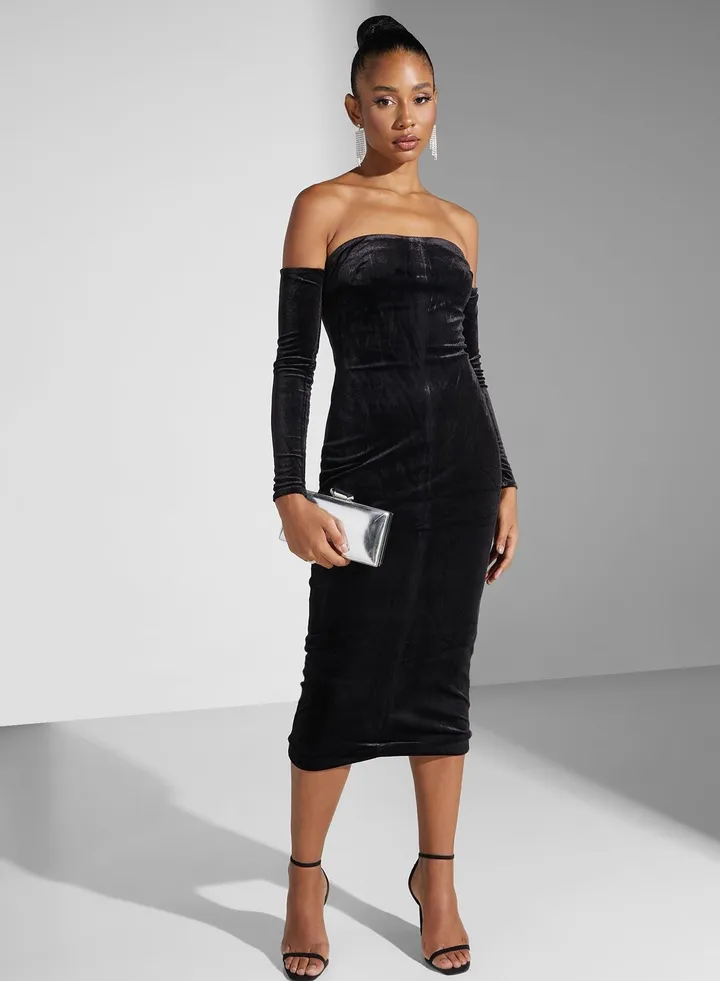 Black Bardot Bodycon Dress