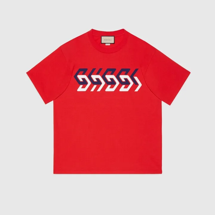 Cotton jersey T-shirt with Gucci mirror print