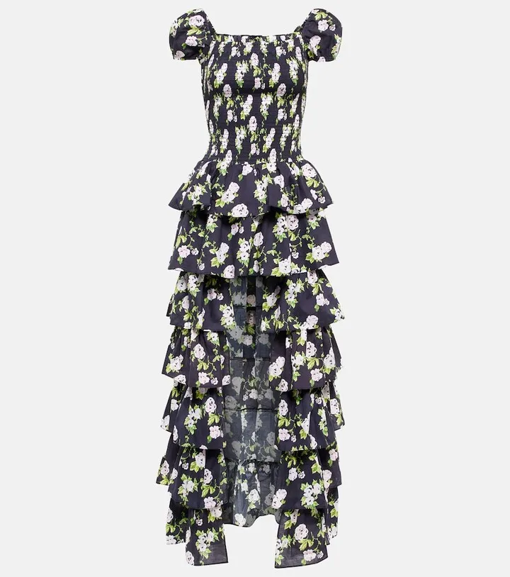 Malta floral poplin midi dress
